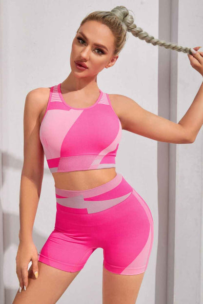 Sports Bra and Shorts Combo for Activewear Hot Pink