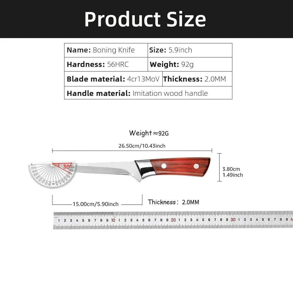 My Store stainless steel boning knife with a 5.9-inch blade and imitation wood handle for precision meat cutting