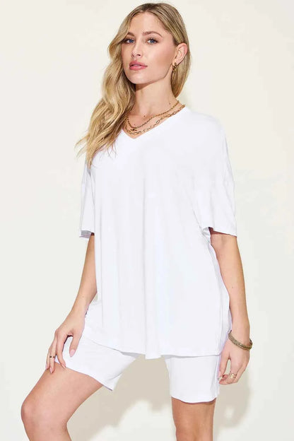 Trendy Lounge Wear for Women - Chic Pink Set White