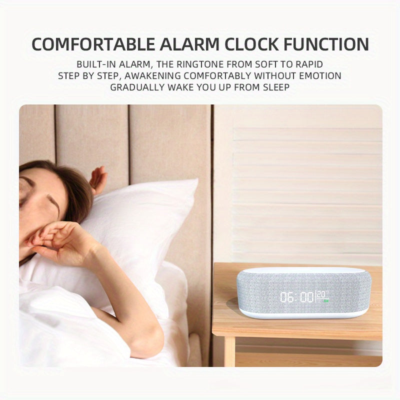 Wireless charging dock with alarm clock featuring a comfortable wake-up function and modern design