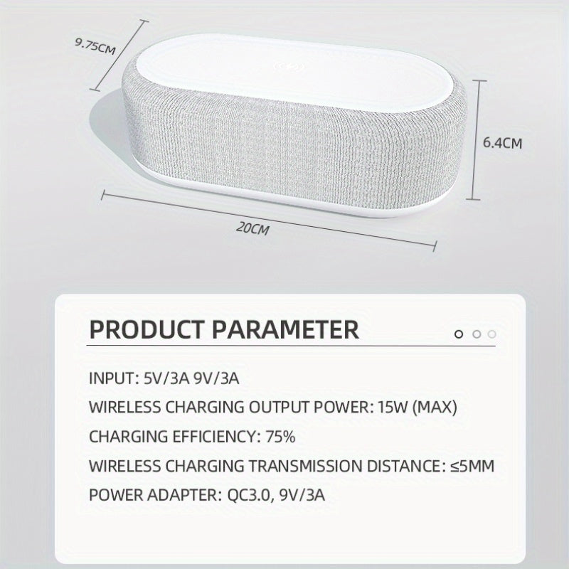 Wireless charging dock with alarm clock featuring sleek design and efficient charging capabilities