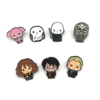 Set of wizard brooches for hats featuring cute characters and magical icons