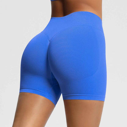 Women's Seamless Fitness Shorts in Various Colors Electric Light Blue